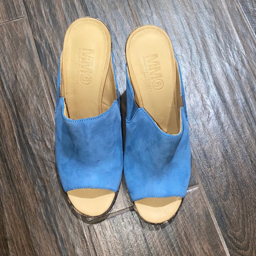 Maison Martin Margiela open toe suede block heels